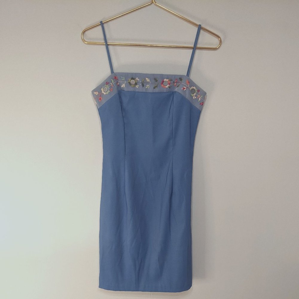 Rampage Y2K Embroidered Square Neck Dress 5